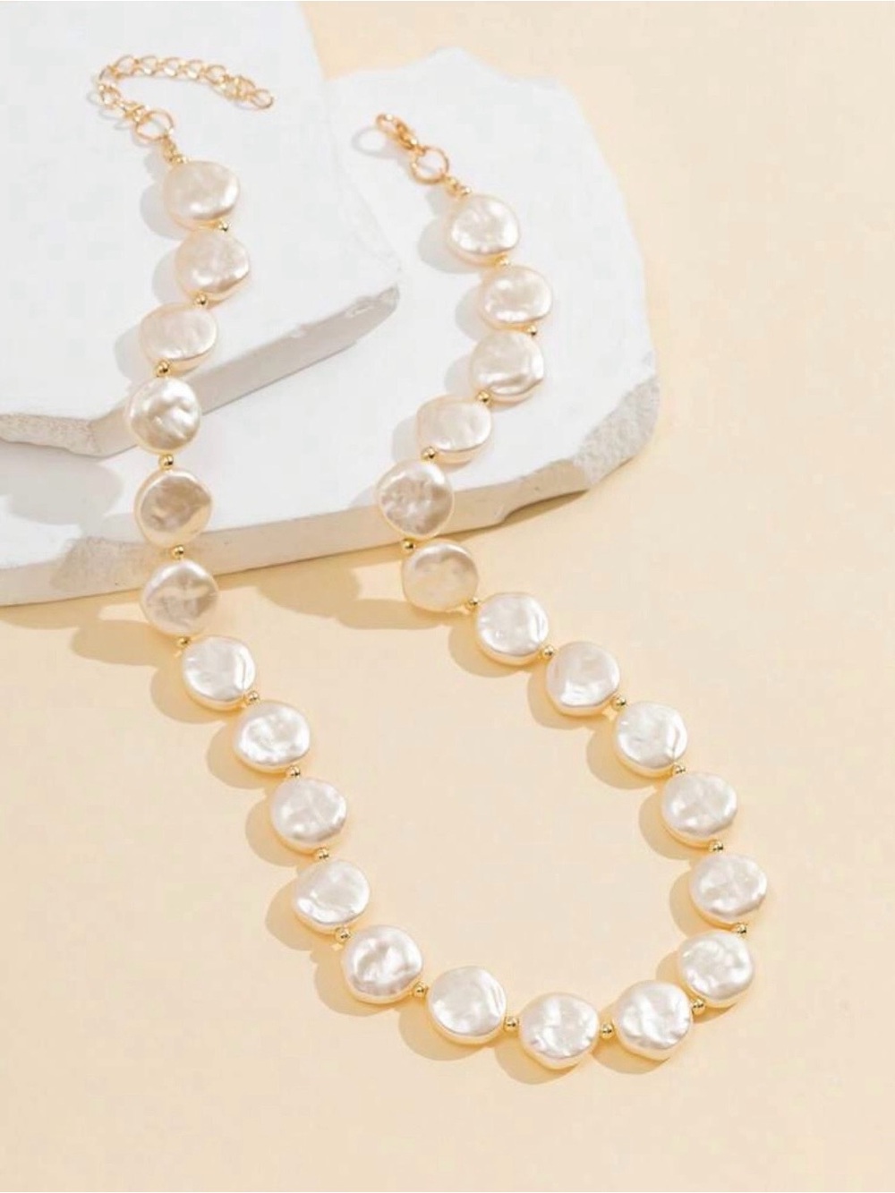 Anthropologie “Freshwater Pearl Disc Cluster” Baroque Repeating Beaded Necklace - Picture 8 of 11